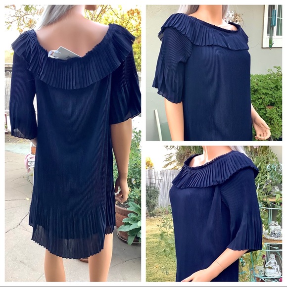 🎉HP NWT Sz6 “Francies Bardot” Ted Baker London Pleated Dress Shoulder Neckline - Picture 7 of 16
